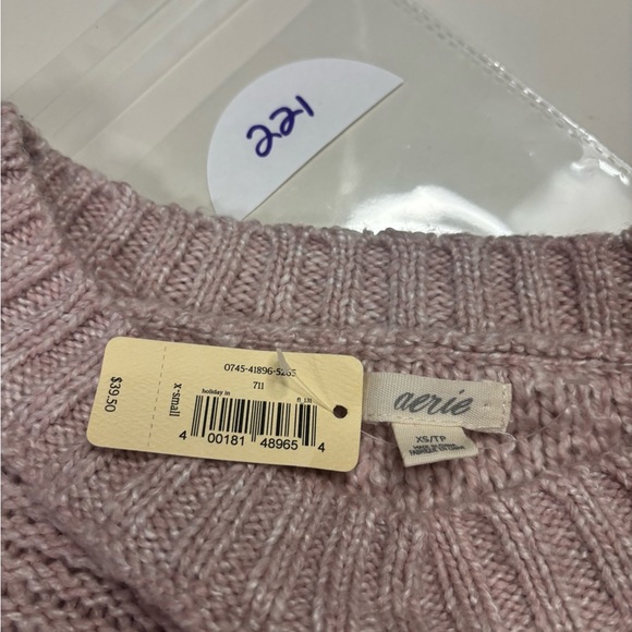 Aerie Size XS Soft Pink Lightweight Loose  Knit Sweater Crew Neck New - Picture 5 of 5